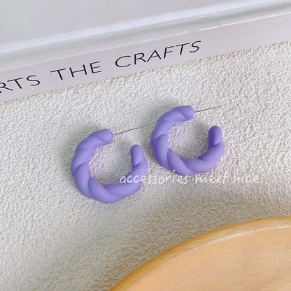 Needle Colored Series Square Round Fresh Earrings