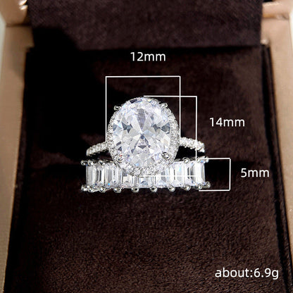 Super Flash Princess Set Oval Diamond Halo Zircon Rings