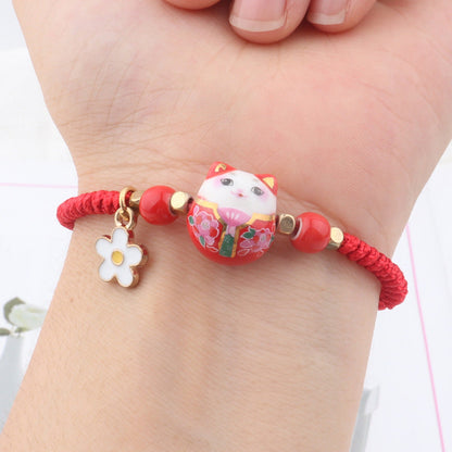 Cute Cartoon Lucky Cat Candy Color Bracelets