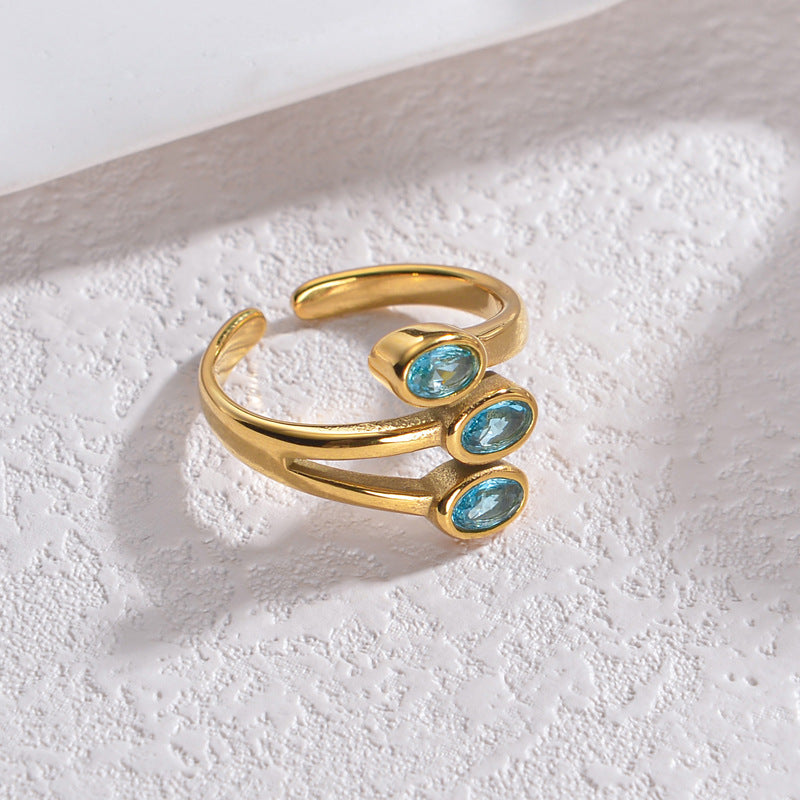 Gold-plated Leaf-shaped Titanium Personality Creative Opening Rings