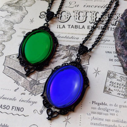 Quartz Crystal Embossed Pendant Satan Demon Necklaces