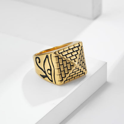 Men's Egyptian Pyramid Eye Of Horus Stainless Rings