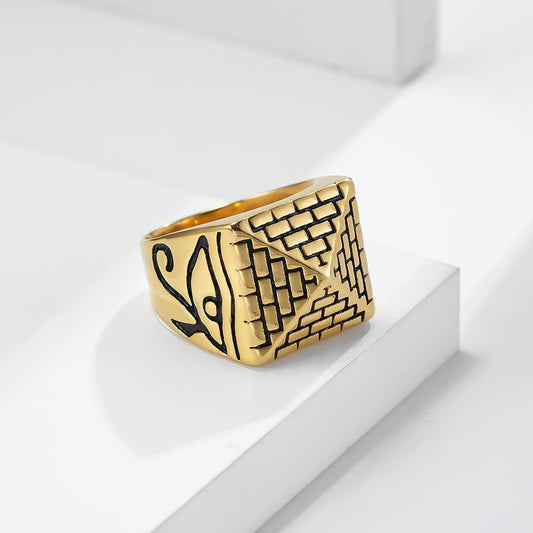 Men's Egyptian Pyramid Eye Of Horus Stainless Rings