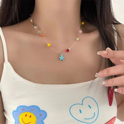 Women's Fresh Colorful Beaded Simple Dignified Sense Necklaces