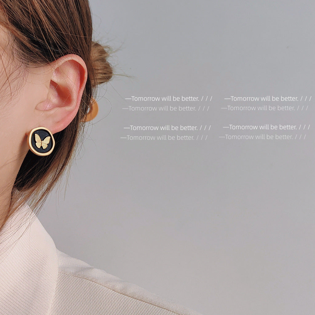 Butterfly Series Sier Needle Creative Female Earrings