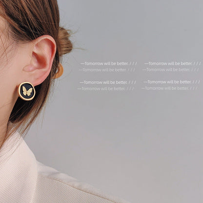 Butterfly Series Sier Needle Creative Female Earrings