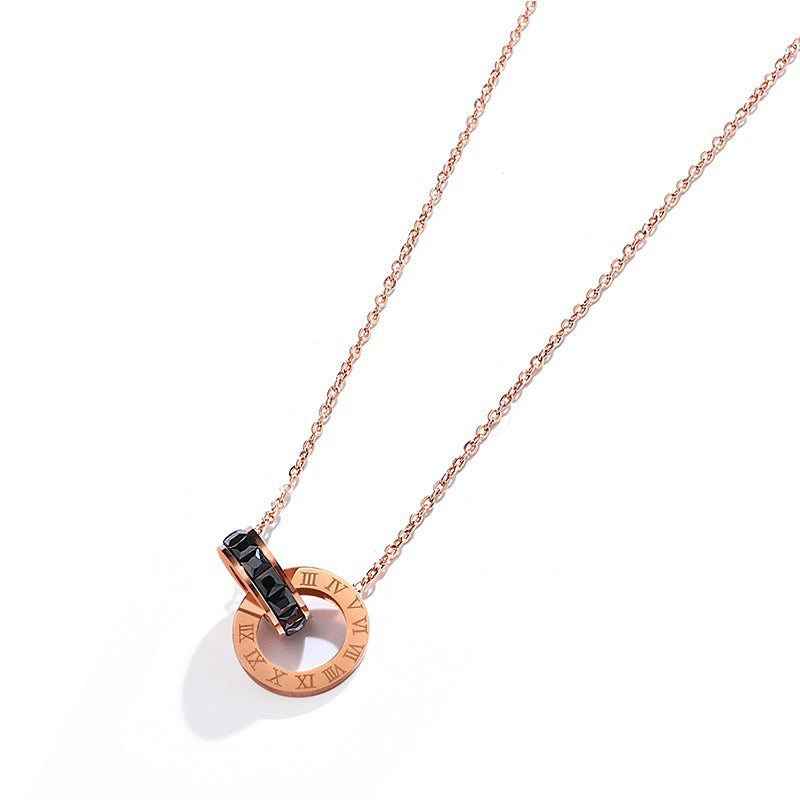Women's Digital Double Rose Gold Titanium Steel Necklaces
