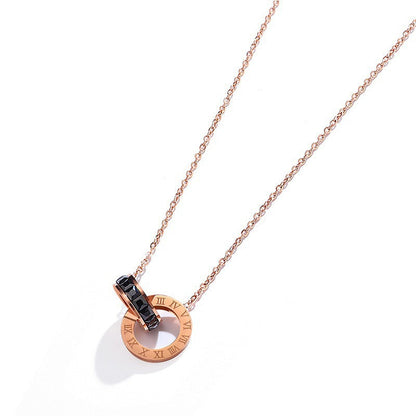 Women's Digital Double Rose Gold Titanium Steel Necklaces
