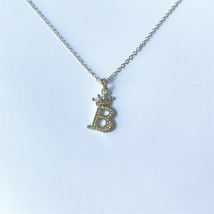 English Letters Full Diamond Pendant Simple Necklaces