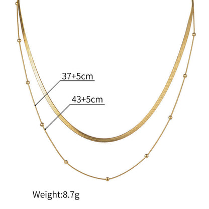 Women's Layer Stainless Steel Gold Flat Snake Necklaces