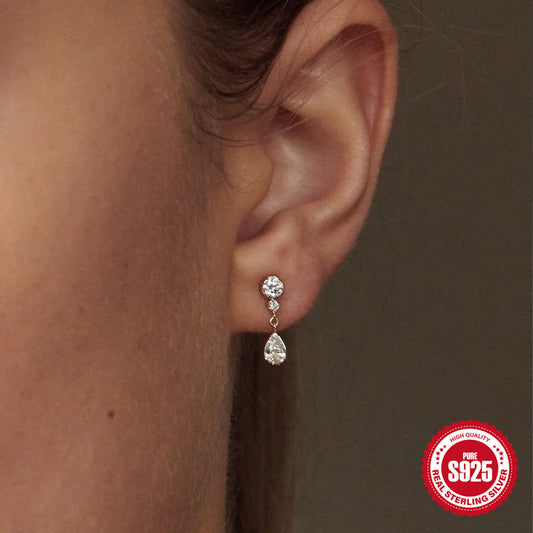 Lux Diamond Water Drop Ear Elegant And Rings