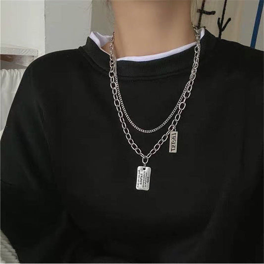 Women's & Men's Retro Thick Clavicle Chain Fashion Personalized Letter Necklaces