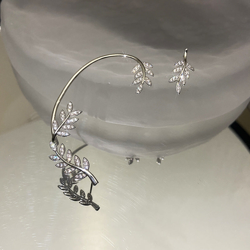 Women's Willow Leaf Ear Hanging Clip Integrated Earrings