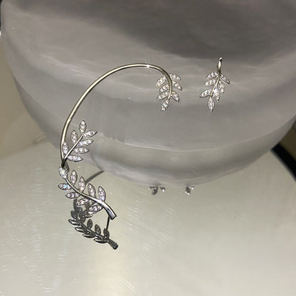 Women's Willow Leaf Ear Hanging Clip Integrated Earrings