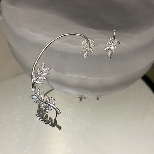 Women's Willow Leaf Ear Hanging Clip Integrated Earrings