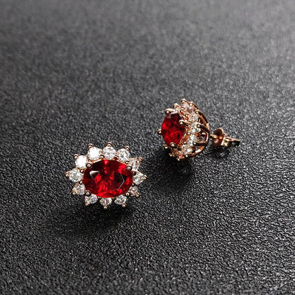 Low Luxury Full Diamond Princess Sunflower Red Rings