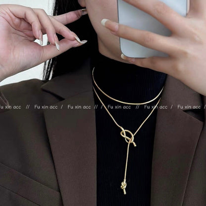 Sailor Knot Sweater Chain Light Luxury Necklaces
