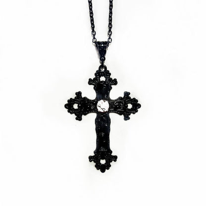 Black Cross Diamond Gothic Punk Aesthetic Necklaces