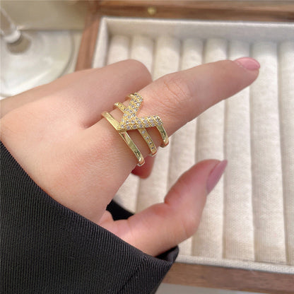 Women's Luxury Fashion Opening Zircon Adjustable Gold Rings