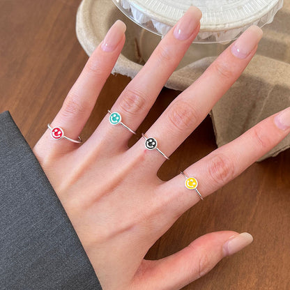 Female Dripping Smiley Street Fashion Trends Personalized Rings