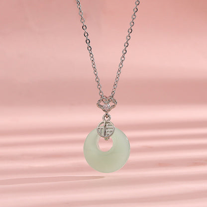 Women's Blessing Retro Chinese Style Pendant White Necklaces