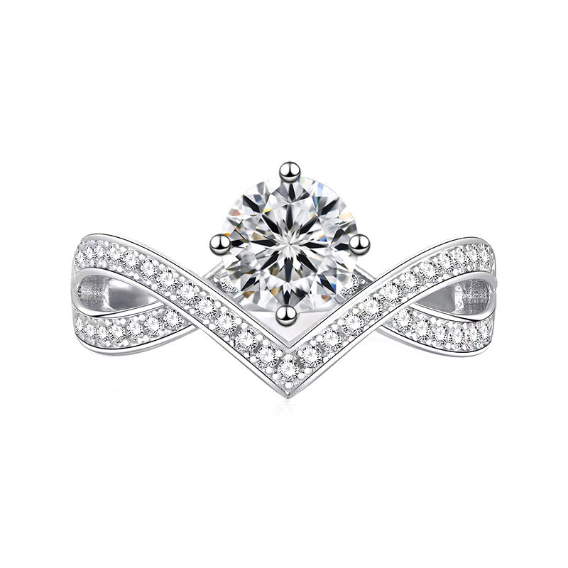 Women's High-grade V-shaped Line Simulation Moissanite Diamond Karat Rings