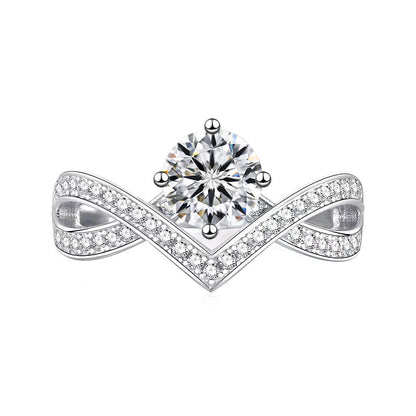 Women's High-grade V-shaped Line Simulation Moissanite Diamond Karat Rings