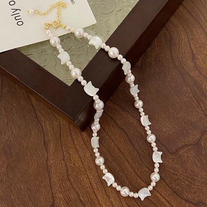 Ni Natural Cat Fritillary Pearl Female Necklaces