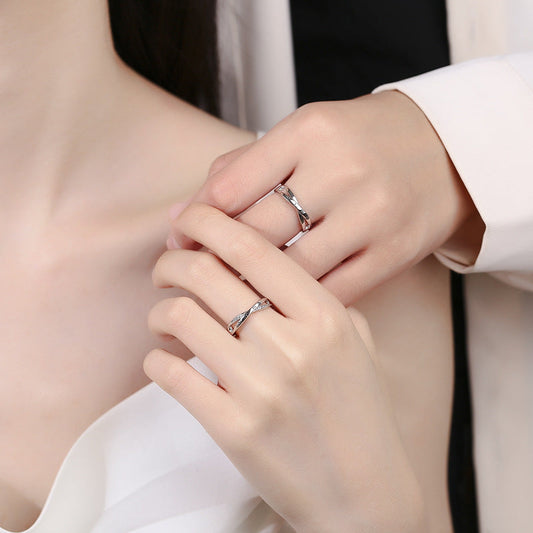 Roman Digital Life Couple Sterling Sier Rings