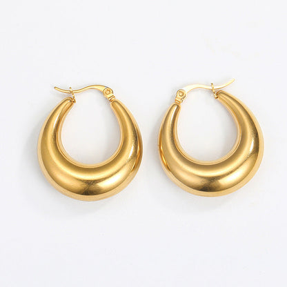 Steel Creative Geometric Letters Shaped Gold Earrings