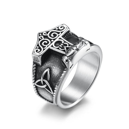 Men's Retro Nordic Mythology Celtic Knot Quake Rings