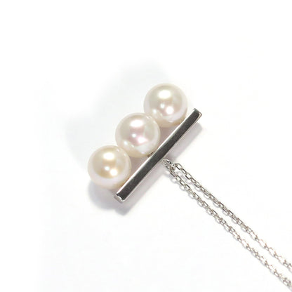 Women's Sterling Sier Balance Beam Pearl Simple Necklaces