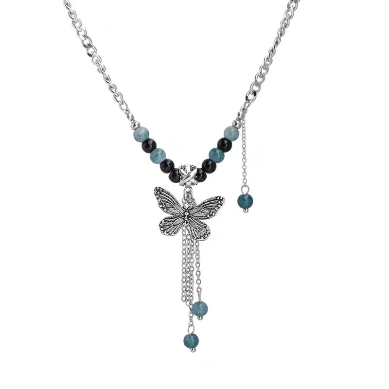 Chinese Beaded Butterfly Tassel Ethnic Style Necklaces