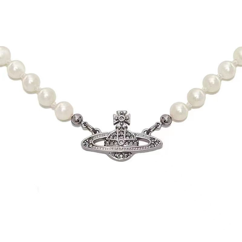 Saturn Pin Pearl Light Luxury Minority High-grade Clavicle Chain Necklaces