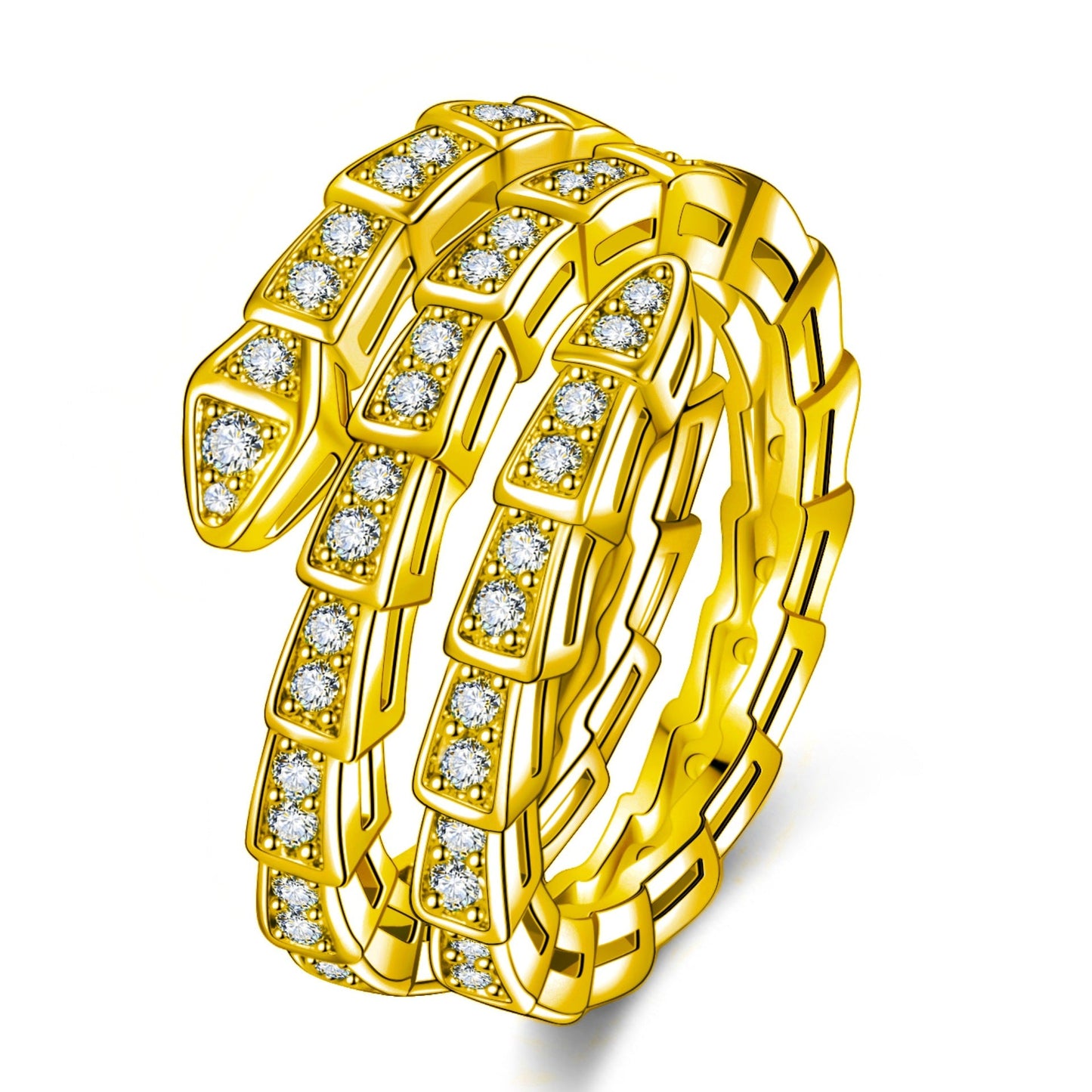 Snake-shaped Full Diamond Snake Three-circle Elastic Head Rings