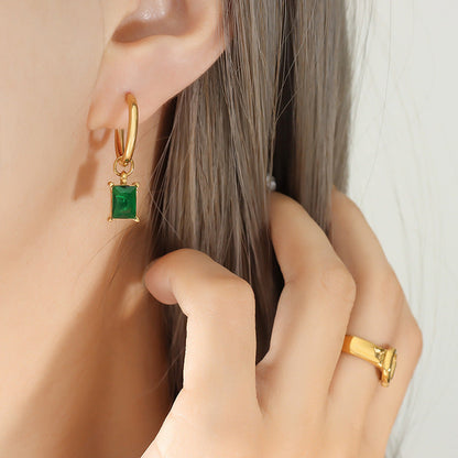 Personalized Face Repair Buckle Zircon Pendant Earrings