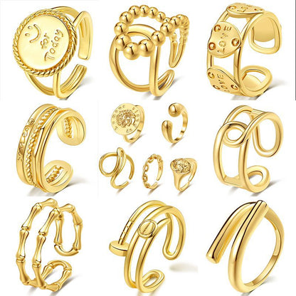 Women's Korean Retro Trendy Cold Open Minimalist Rings