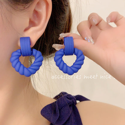 Needle Colored Series Square Round Fresh Earrings