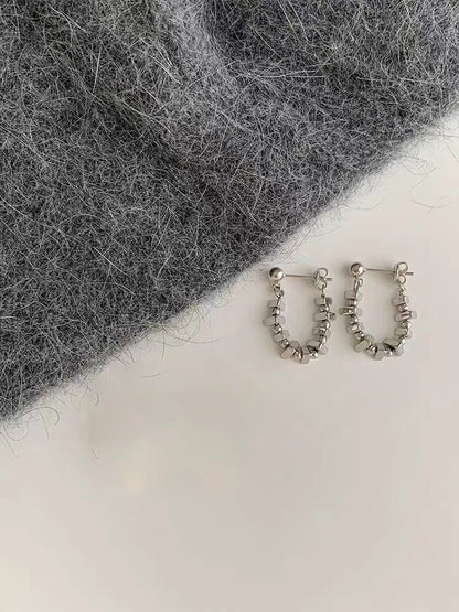 Square Exquisite High-grade Metallic Chain Front Earrings