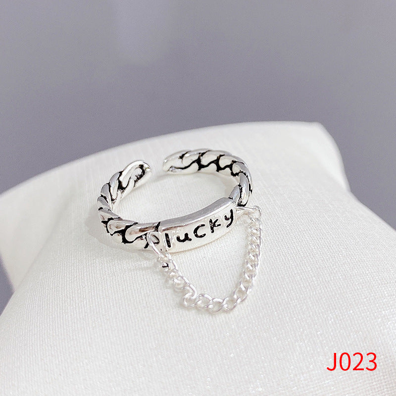 Women's Sier Smiling Face Temperament Retro Punk Simple Rings