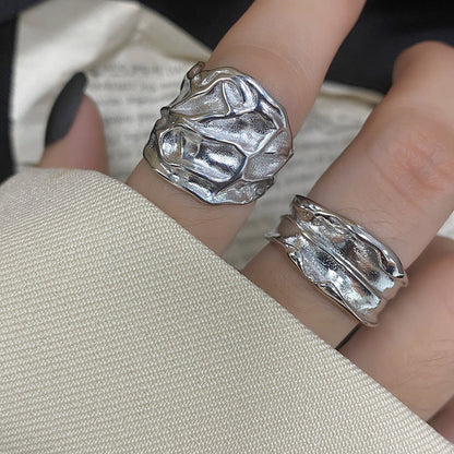 Pattern Female Simple Style Concave Disco Rings