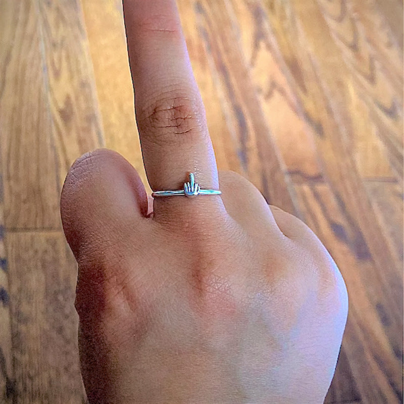 Cool Personality Fun Middle Finger Alloy Rings