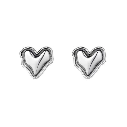 Women's Sier Needle Love Heart Design High-grade Delicate Light Earrings