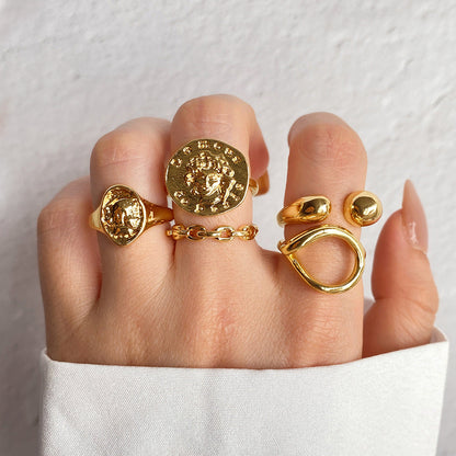 Women's Korean Retro Trendy Cold Open Minimalist Rings