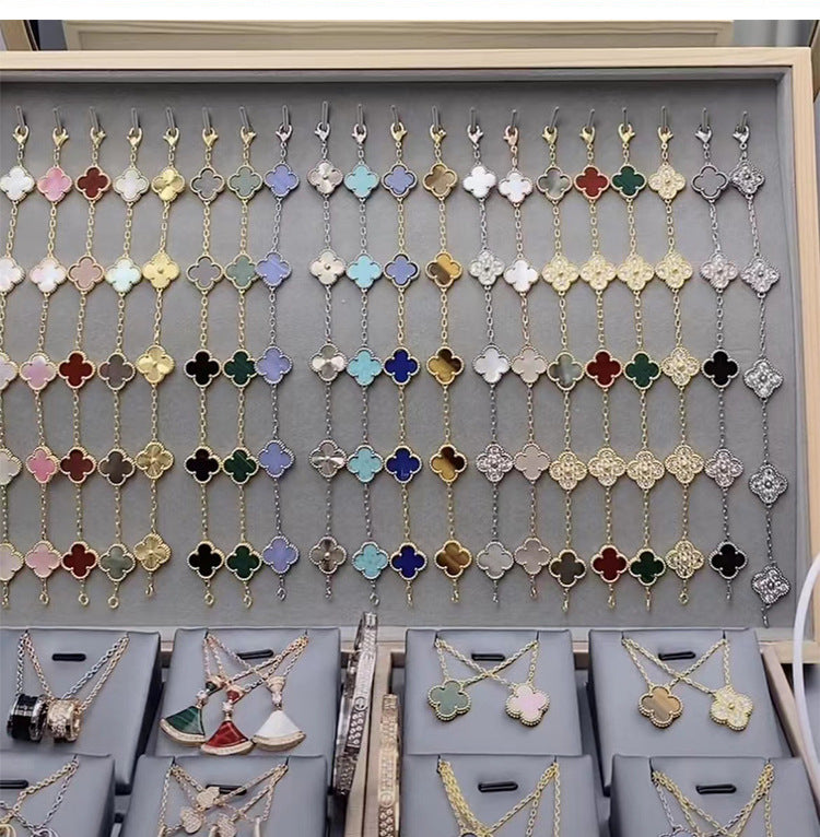 Red Agate Clover Female Pork Belly White Shell Bracelets