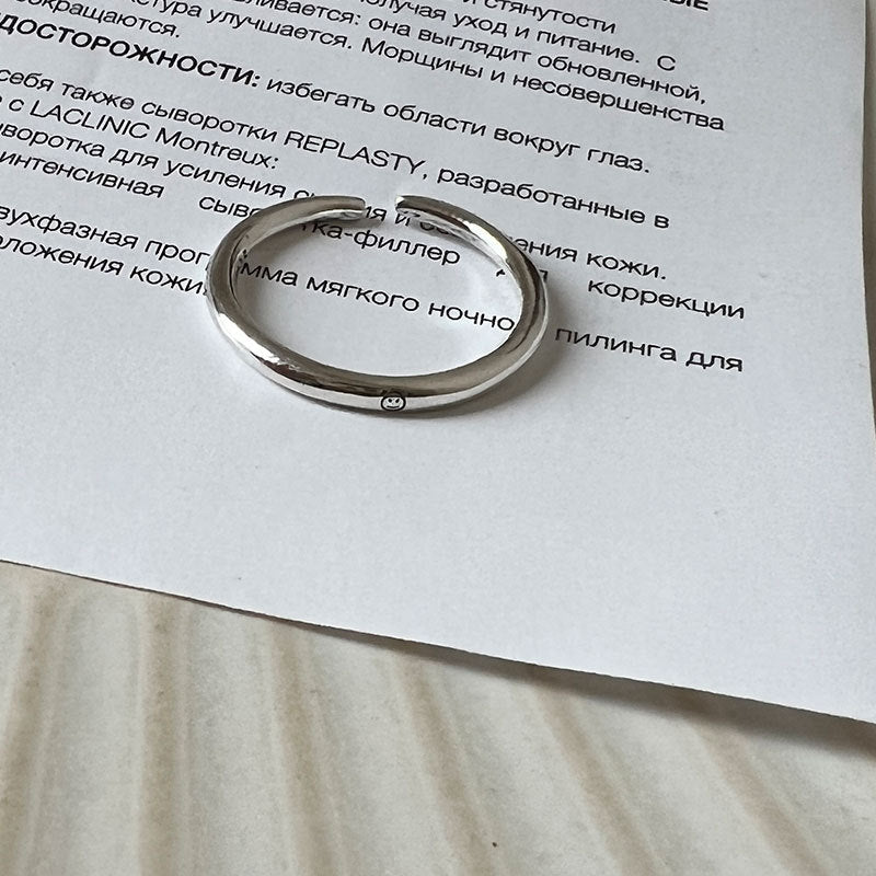 Sterling Sier Female Cute Smiley Face Rings