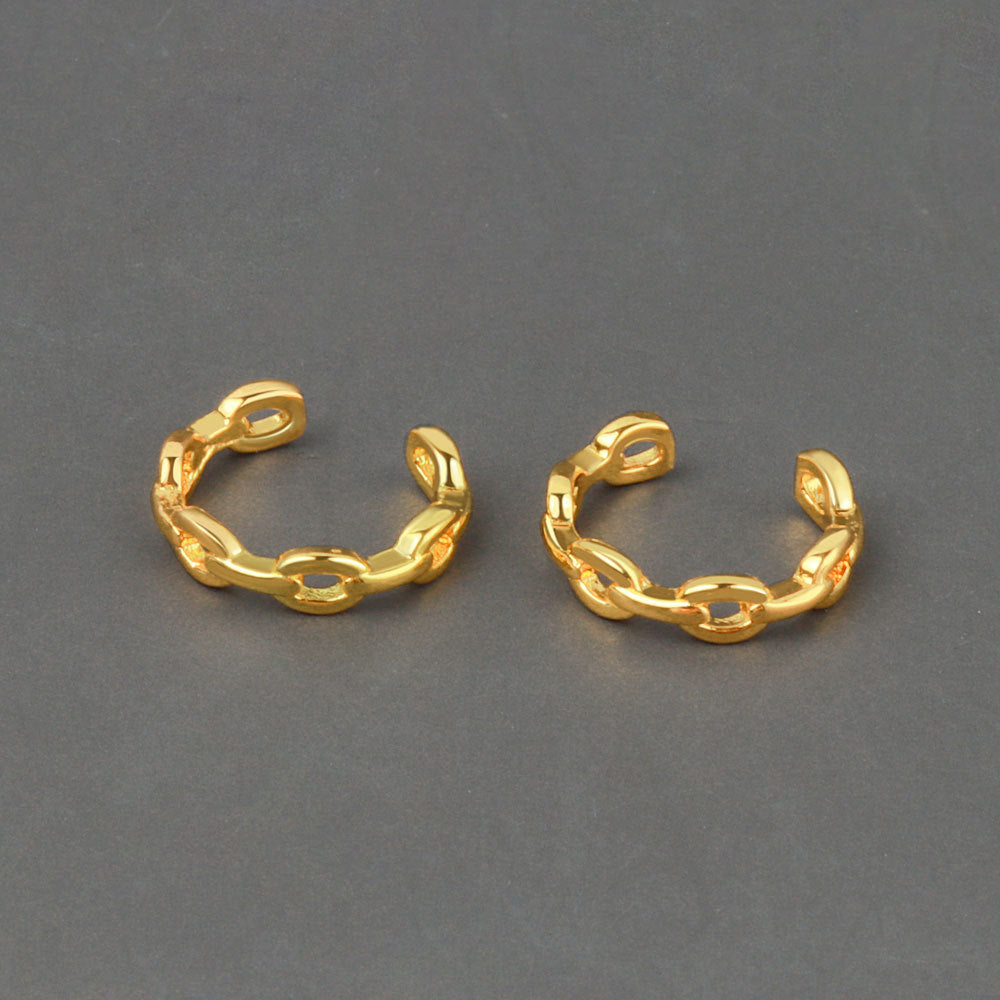 Women's Hollow Gold Chain Painless Ear Clip Earrings