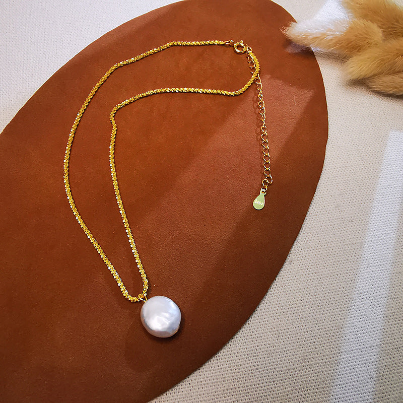 Single Natural Baroque Pearl Sparkling Starry Necklaces
