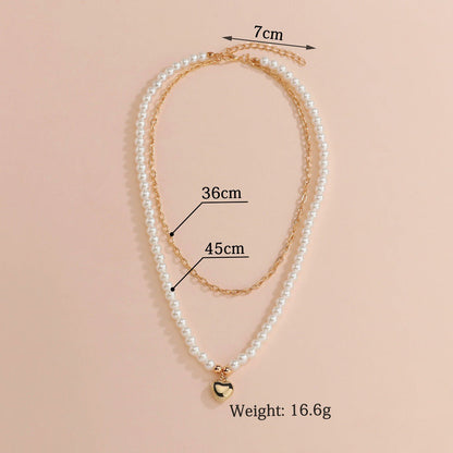 Women's Love Pendant Pearl Double Layer For Necklaces