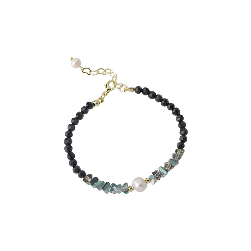 Women's Freshwater Pearl Black Crystal Niche Design Necklaces